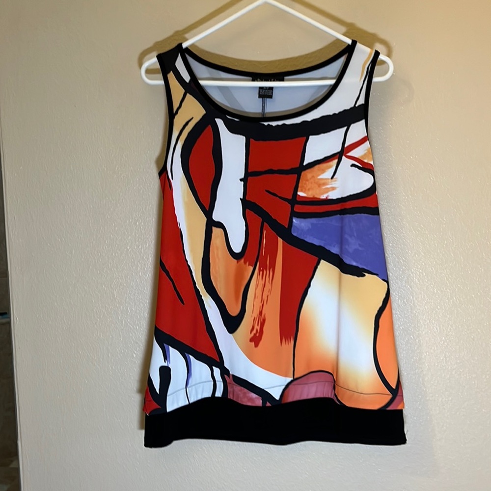 Never worn multicolored Michael Tyler scoop neck top.  Size small.